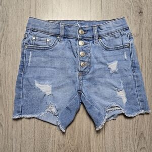 Jordache Kids Denim Ripped Shorts Size 7 Little Girls W/ Snap Button Closures